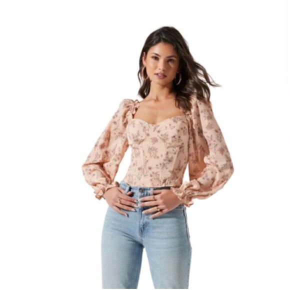 ASTR Pink Multi Floral Coset front Top Size XL NWOT - Picture 1 of 7